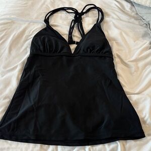 Hula Honey Black Swim Top with Pink Logo Tag